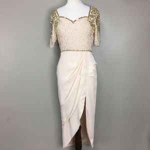 Virgos Lounge Beaded Flutter Sleeve Gathered Dress